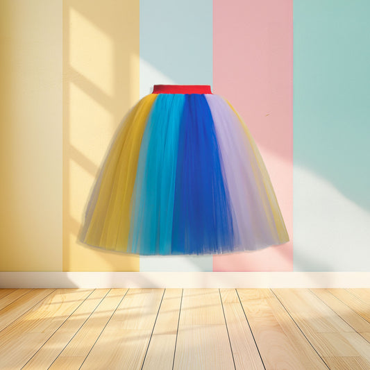 rainbow tulle skirt front view