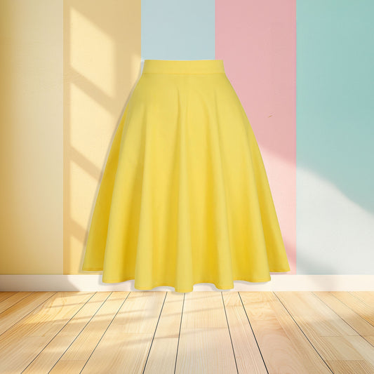 yellow midi skirt front view